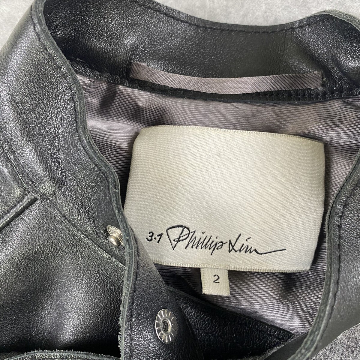 3.1 Phillip Lim Moto Jacket Womens Size 2 Gray / Black Wool