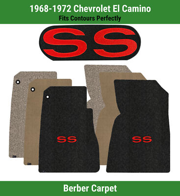 Lloyd Berber Front Carpet Mats for '68-72 Chevy El Camino w/Red on Black SS Logo