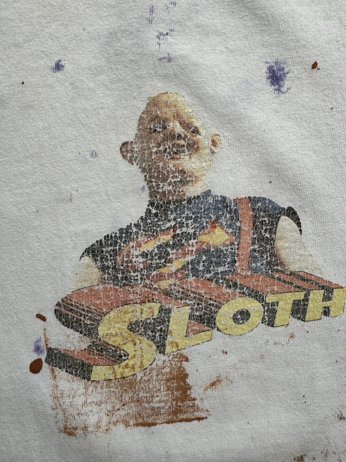 Vintage 90s Sloth Goonies Movie Promo Paint Splatter Large Shirt Rare Art image 4