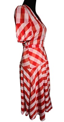 Loft Red White Checkered Midi Wrap Dress NWT Sz 2 | eBay