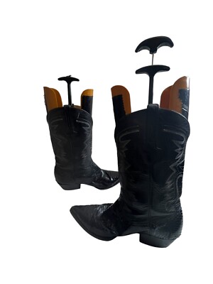 RARE? CUADRA Western Boots Black Leather Snake Skin Boots Sz 10.5 Men\'s Mexico RARE? CUADRA Western Boots Black Leather Snake Skin Boots  main image 2