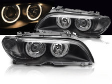 Coppia fari BMW Serie 3 E46 Coupé Cabrio dal 2003 al 2006 angel eyes nero-4138