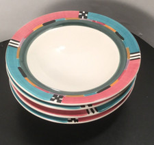 A Mallory - Alegre - Soup Bowls - FOUR - 4 - Art Pottery - Hand Painted - Ann