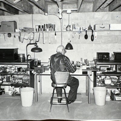 Wood shop Tools carpentry Jimmy In His Workshop ORIGINAL snapshot vintage photo