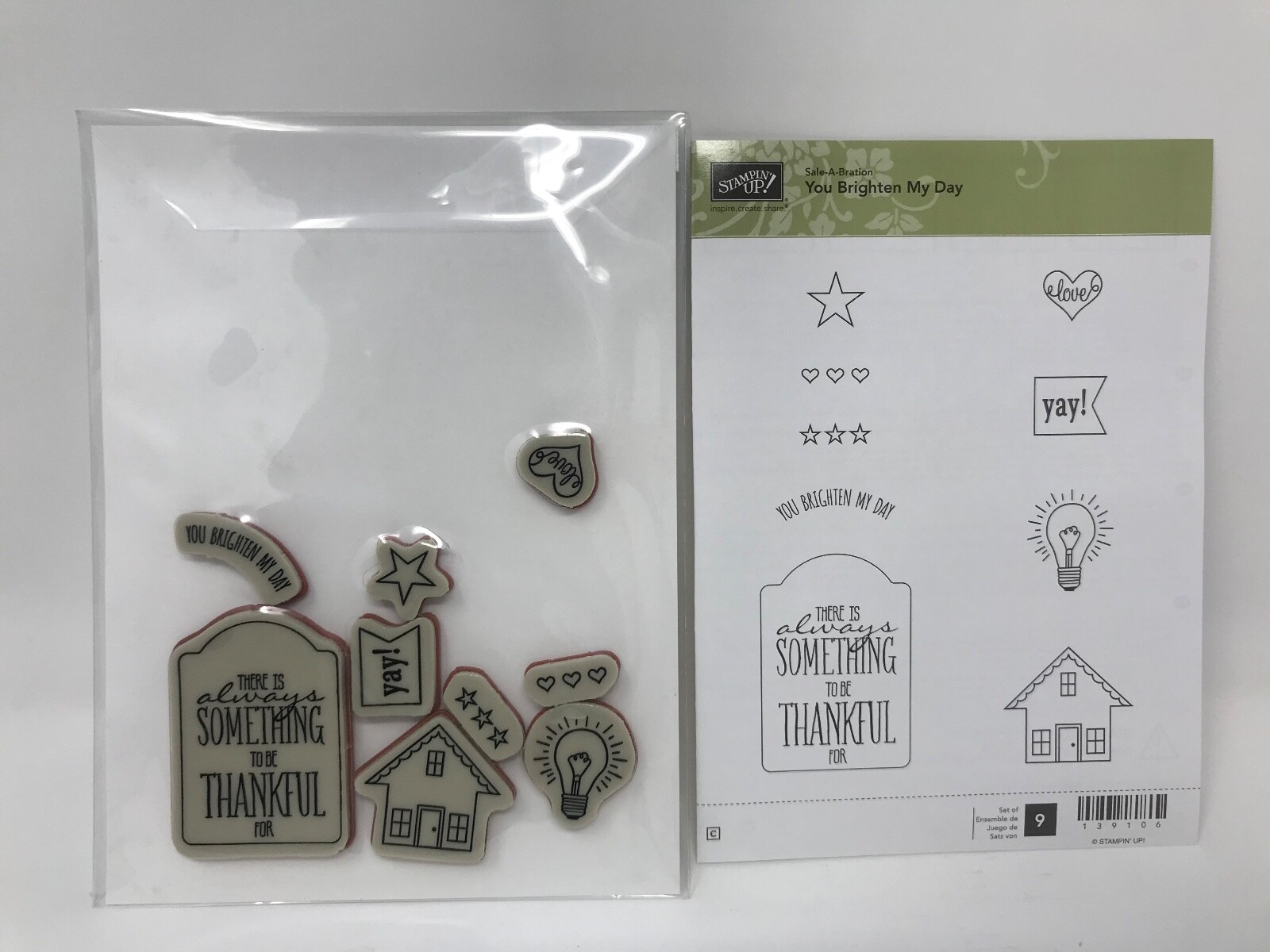 Stampin' Up 139106 You Brighten My Day - Red Rubber Cling Stamp Set | eBay