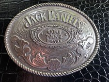 Jack Daniel  s Belt Buckle Old No. 7 Silvertone Oval Chunky 4  X 3  2005 1.75  