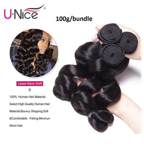 UNICE HAIR 8A Indian Loose Wave 100% Extension Capelli Umani 1/3 Fasci Trama Capelli - Foto 3 di 13