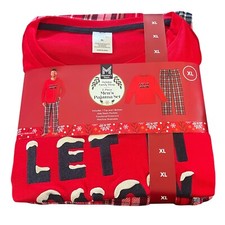 Members Mark Mens X-Large Pajamas 2-PC Set Christmas Family Top Pant Let It Snow