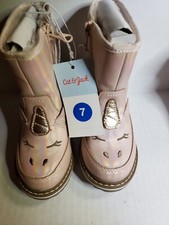 Cat And jack Winter Boots Unicorn Zip Faux Fur Girls Pink Aenos Isla Size 7 NWT