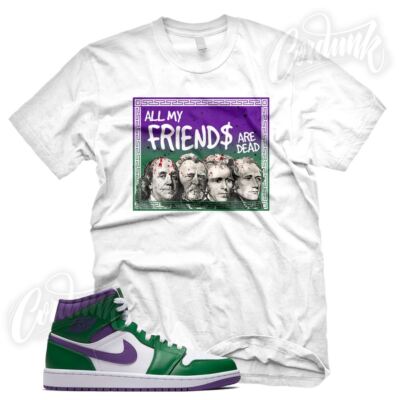 White DEAD FRIENDS Sneaker T Shirt for J1 1 Aloe Verde Green Court Purple
