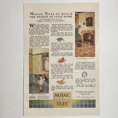 Mosaic Tile Company Zanesville Ohio 1928 Illustrated Print Ad eBay