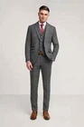 Cavani Men’s Grey Herringbone Tweed Slim Fit Suit Clearance Sale Was £242.97