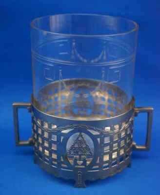 Hoffmann W. Werkstatte Crystal Vase Silver Plated Metal DECO Secession Vienna