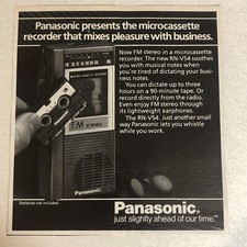 1980s Panasonic Micro Cassette Recorder Vintage Print Ad pa31