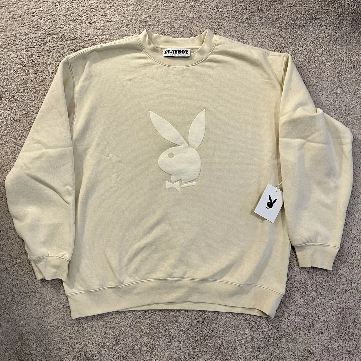 PLAYBOY by Pacsun Cream Raised Bunny Logo Pullover Crewneck Sweatshirt XLarge