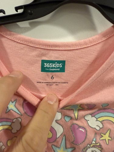 ๐ฆ 365Kids โค๏ธ Girls Hearts Unicorns Pink Peplum Tee T-Shirt Size 6 ๐ - Picture 5 of 6