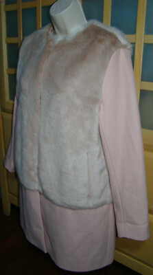 Zara Pink Blush Nude Faux Fur & Wool Blend Coat Size Large | eBay