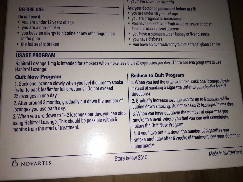 Habitrol Nicotine Lozenge 1mg Mint Flavor 6 Boxes 1,296 Pcs Sugar Free Lozenges - Image 3 of 3