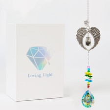 Small Keepsake Urn for Human Ashes,Hanging Angel Wings Crystal Suncatcher Memori