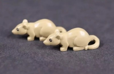 LEGO  2 Dark Tan Land Rodent Rat / Mouse with Black Eyes and White Pupils 