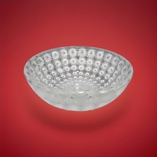 Stunning Vintage Lalique France Nemours Poppy Thousand Eyes Frosted Crystal Bowl