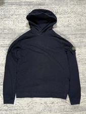 Stone Island Authentic Logo Patch Pullover Black Hoodie Designer Size L Italy