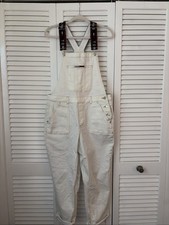 Used Tommy Hilfiger White Logo Denim Overalls flag white women's