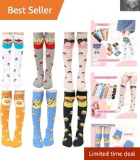 Cute Cartoon Animal Knee High Socks for Girls - 6 Pairs Cotton Gift