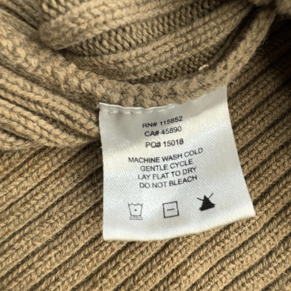 Gramicci Sweater Mens Large Tan Beige Ribbed Mock Neck Henley Pullover Cotton - Image 4 of 4