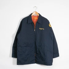 Vintage 90s Workwear Mechanic Chore Coat Mens XL Long - Quilted Chain Stitch USA