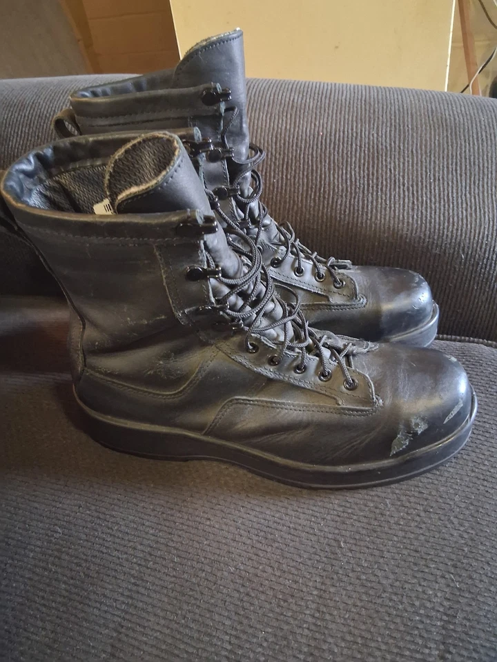 Botas Flight Deck Navy 795B pretas masculinas tamanho 10.5 R Vibram & Gore-Tex EUA - Imagem 3 de 4