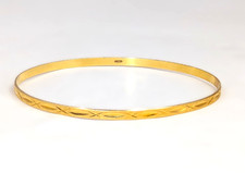 18K Gold Bangle Bracelet, Size 8" Opening X 1/8''Wide