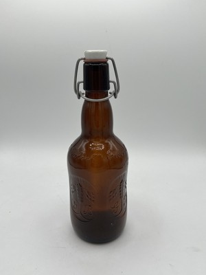 Vintage GROLSCH Beer Amber/Brown Glass Bottle Porcelain Swing Top EMPTY