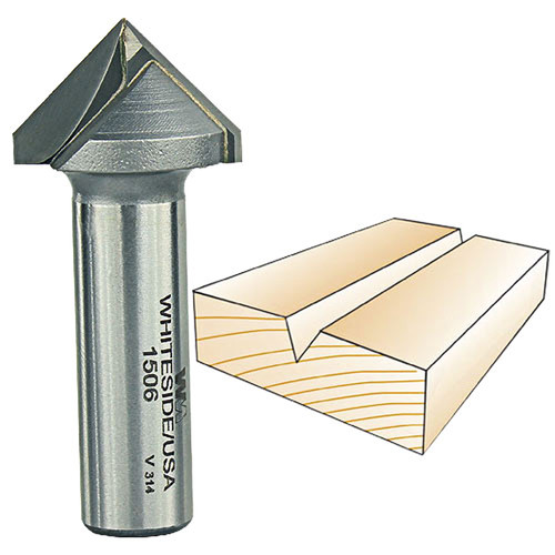 Whiteside 90 deg. V-Groove Bit, 1/2 in. SH x 1 in. CD x 1/2 in. PL 1506