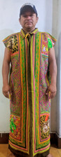 Túnica Shipibo Nativa Mano Unisex, Bordada Única Flor de la Vida