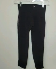 GymShark Capri Leggings Womens Black Athletic Gym Wear Workout Logo Shark