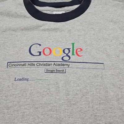 Vintage Google Shirt Mens Large Gray Short Sleeve Pre Shrunk Cotton