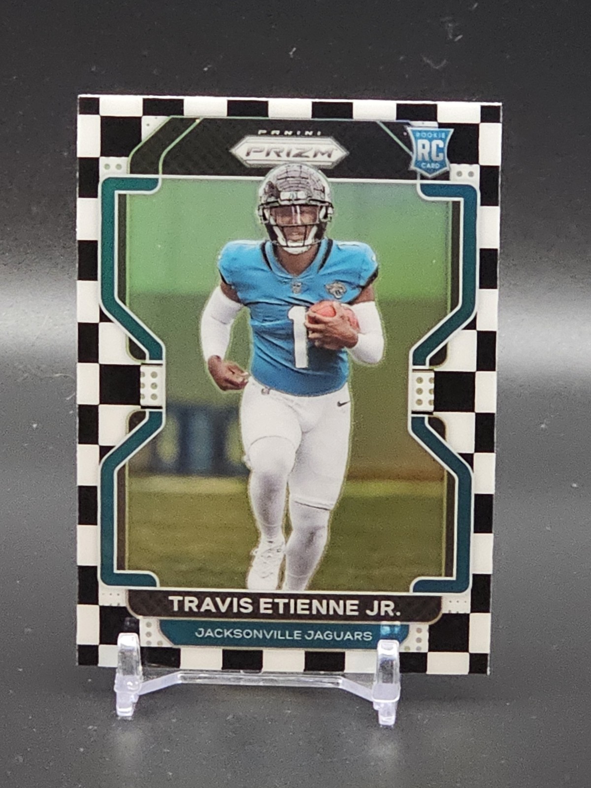2021 Panini Prizm - Rookie Travis Etienne #344 Black & White Checker Prizm (RC)
