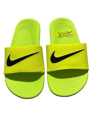 Nike Kawa Slide Sandals Youth Volt Black Slip On Comfort Slides  Size 2Y
