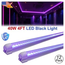 12 Pack 4 Ft UV LED Black Light Bar 40W for Glow in the Dark Party Decoration