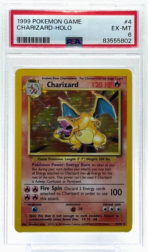 Pokemon Base Set Unlimited Charizard Holo 4/102 PSA 6 Ex-Mint TCG