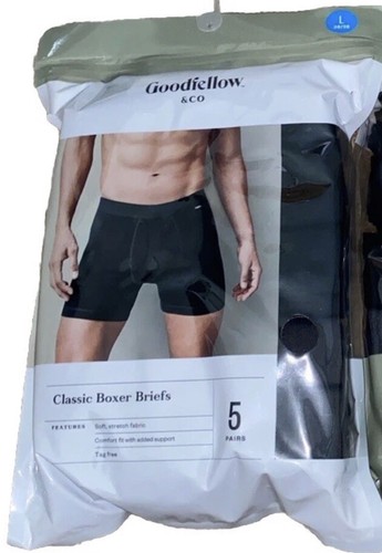 Goodfellow & Co Classic Boxershorts Herren Große 3 Schwarz 2 Grau 5 PAAR Ohne Etikett - Bild 3 von 8