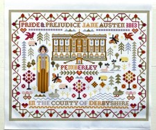 FABRIC PANEL 100% Cotton Sewing Quilting JANE AUSTEN Pemberley Sampler Style