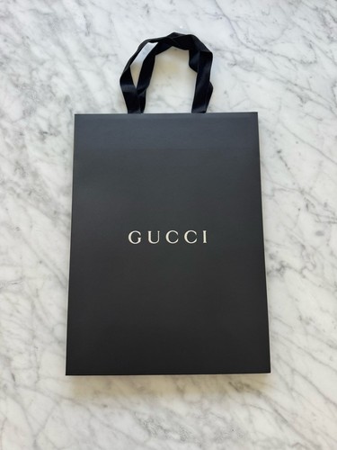 NEW Gucci Black Shopping Gift Paper Handle Bag 13.5” X 10”