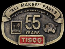 JE25155 VINTAGE 1992 TRACTOR IMPLEMENT SUPPLY CO. TISCO 55 YRS BELT BUCKLE