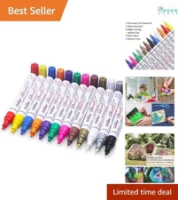 Paint Markers Pen Set 12 Colors Oil-Based Permanent DIY Craft Art Supplies
