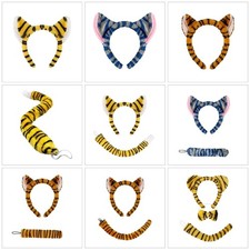 Animal Cosplay Costume Tigre Ears Headband Tail Bows for Halloween Cosplay Party