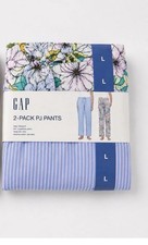 Gap 2-Pack Women's Large Floral  Striped 100 Cotton Pajama Pants Drawstring