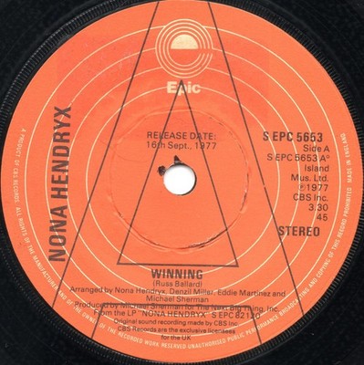 Nona Hendryx - Winning - Used Vinyl Record 7 - Promo - G8100z