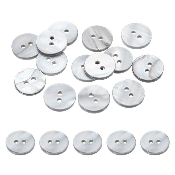 12X 12.5Mm PerlmuttknöPfe, 2 LöCher, Grau, FüR NäHen & DIY-image